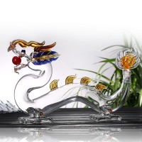 河间华企手工艺吹制十二生肖龙酒瓶高硼硅玻璃工艺酒瓶定制玻璃瓶厂家